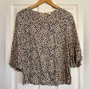 H & M leopard top size 6, round neck, 3/4 bell sleeve